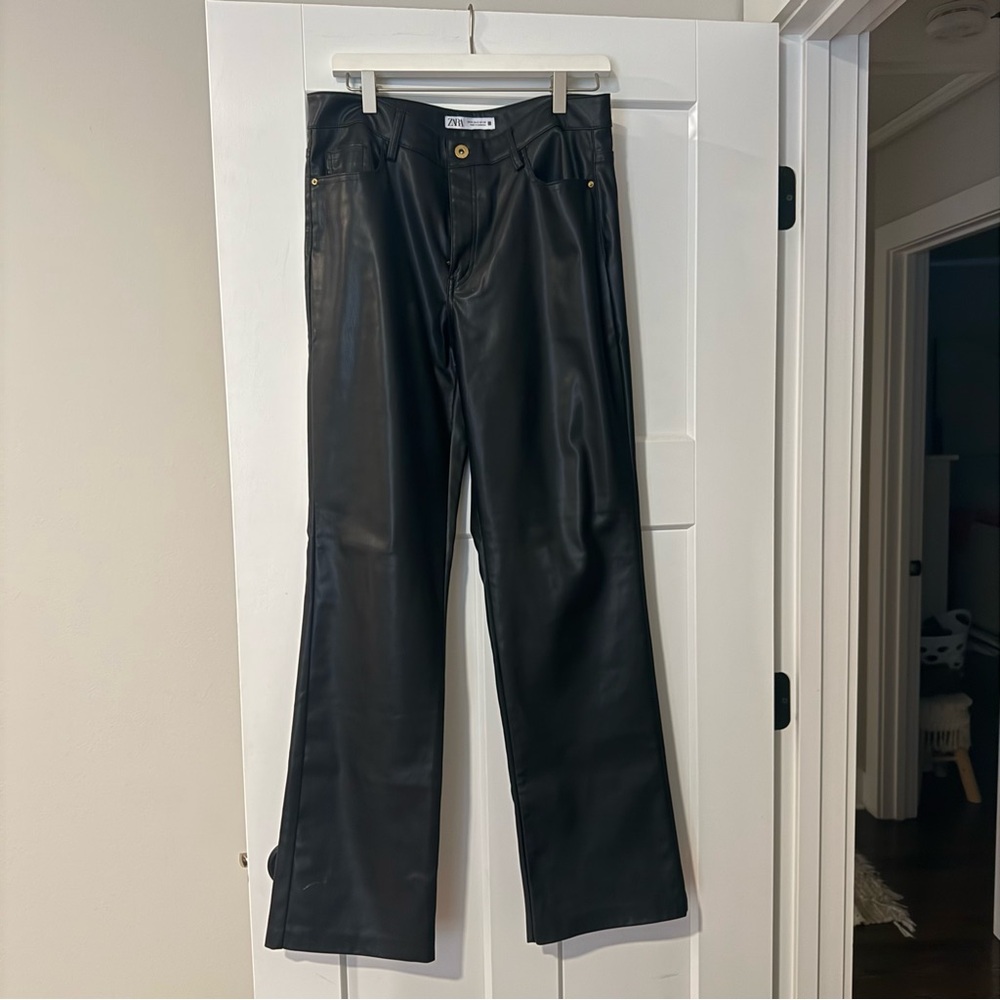 ZARA black leather pants size 8